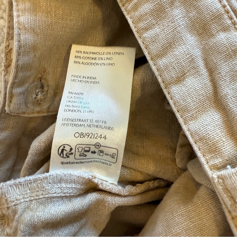 Free People Tan Linen Cropped Wide Leg Pants 0 - Picture 7 of 8